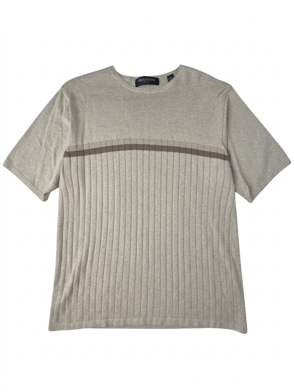 Vintage 90's Y2k Brandini Ribbed Knit Sweater Large Minimalist Oatmeal
